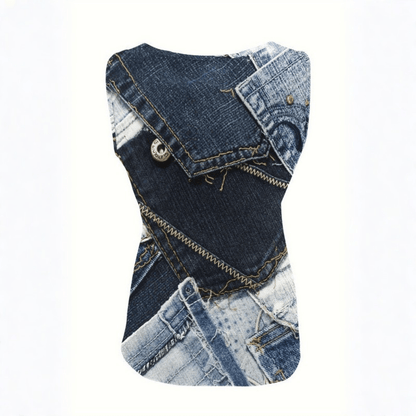 Schicke Denim-Weste mit Print