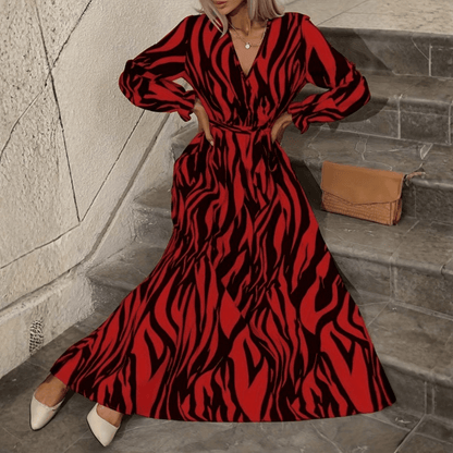 Fließendes Maxikleid mit Zebramuster