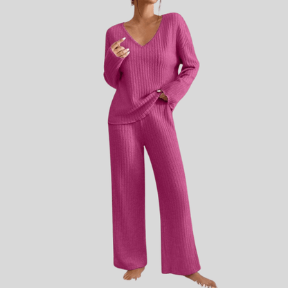 Long Sleeve Top And Wide Leg Pants Set