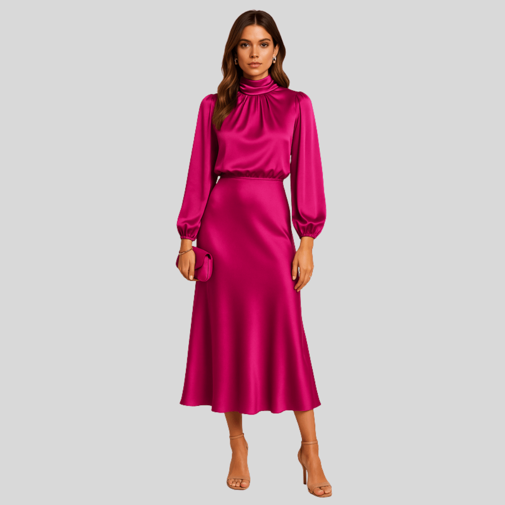 Chic High Waist Midi Dress