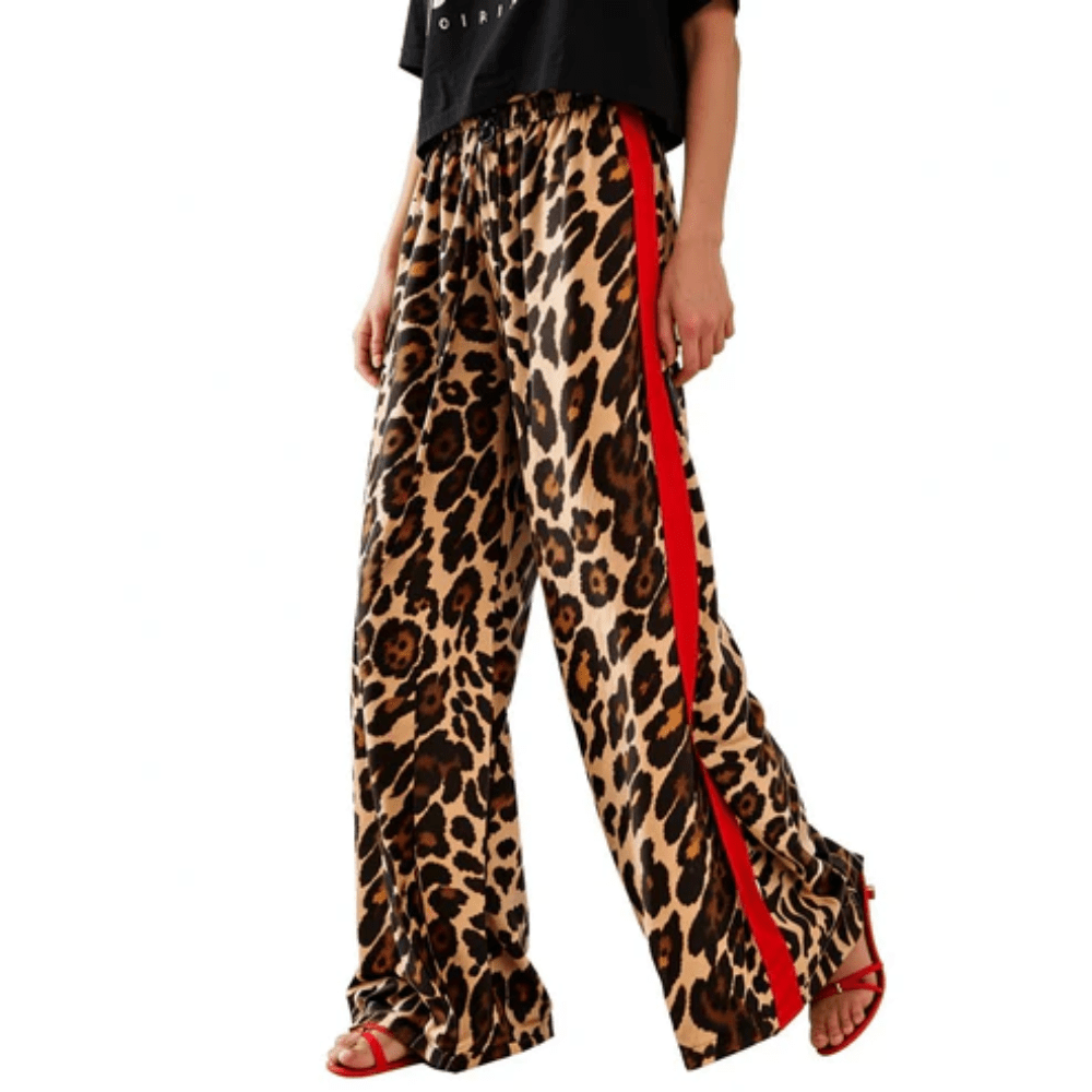 Bold Leopard Pants Side Stripe