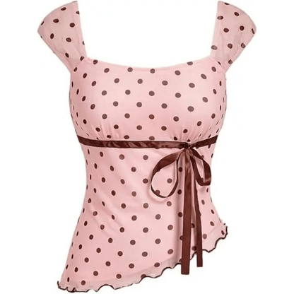 Polka Dot Square Neck Slim Fit Top