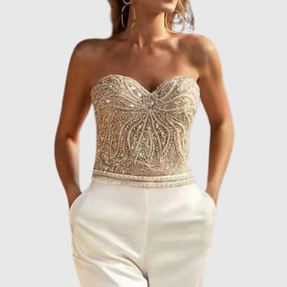Strapless Elegant Silhouette Enhancing Jumpsuit
