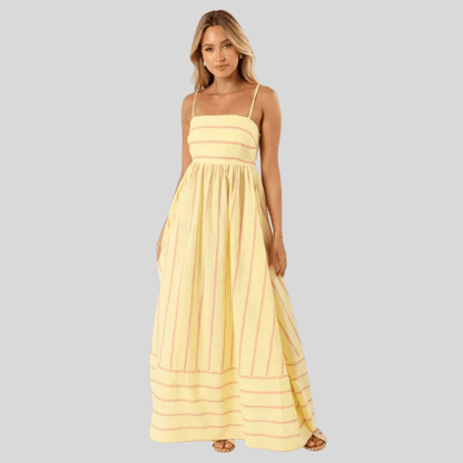 Striped Maxi Dress Backless