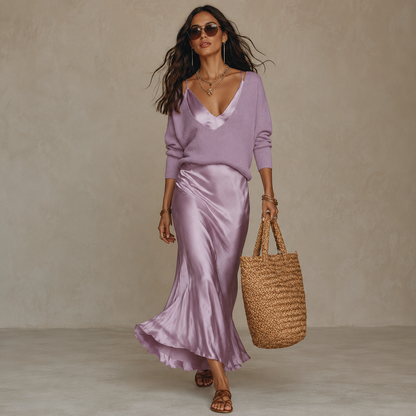 Midi Dress And Matching Sweater Set