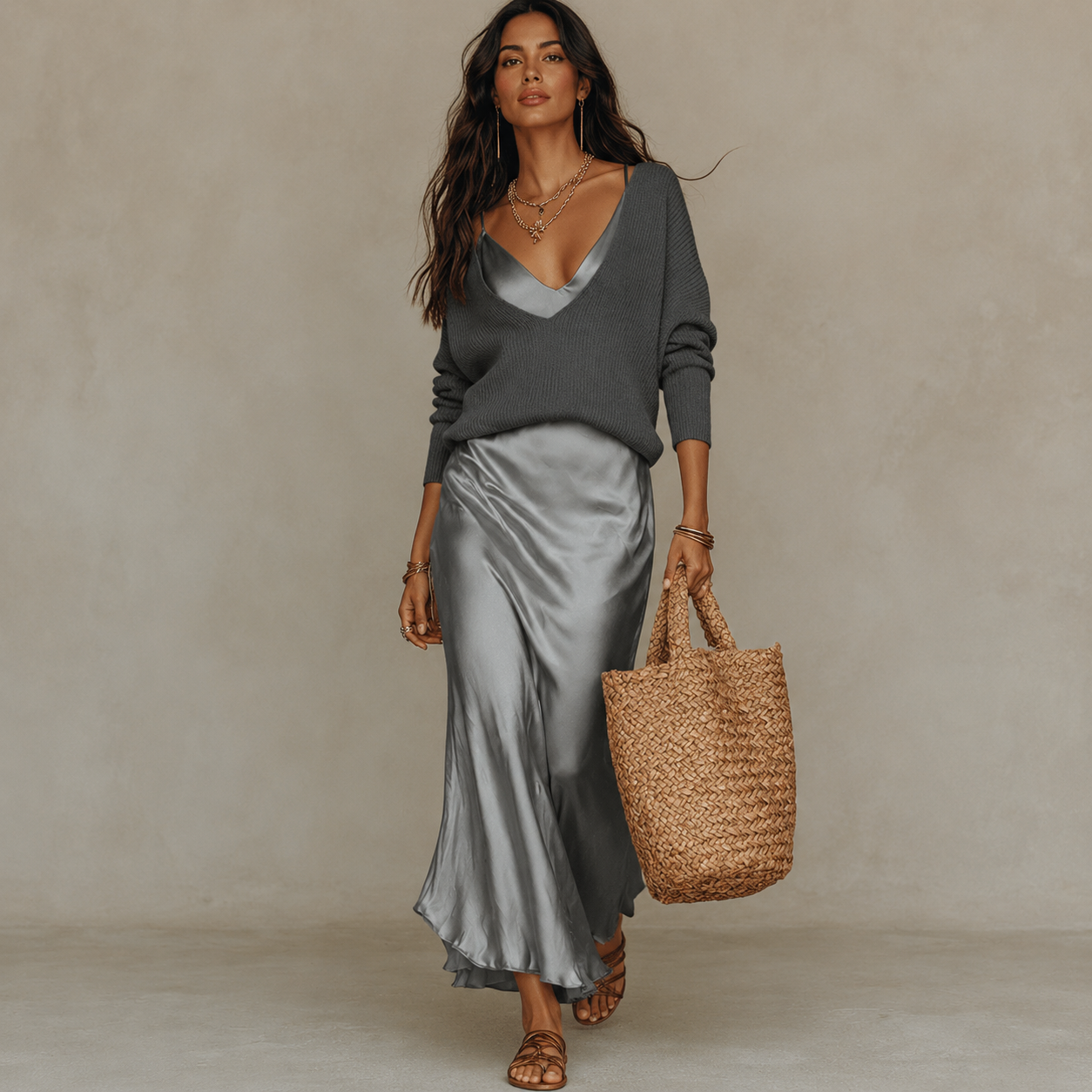 Midi Dress And Matching Sweater Set