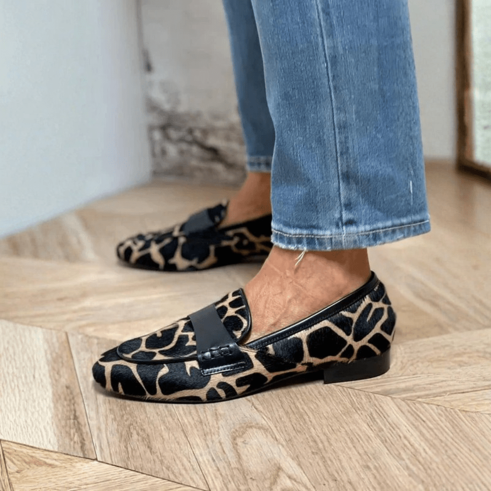 Bold Leather Animal Print Loafers