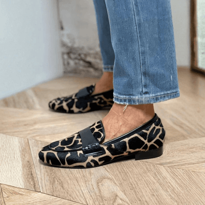Bold Leather Animal Print Loafers