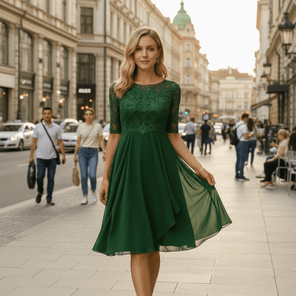 Half-Sleeve Evening Dress for Special Occasions