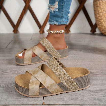 Woven Platform Slide Sandals