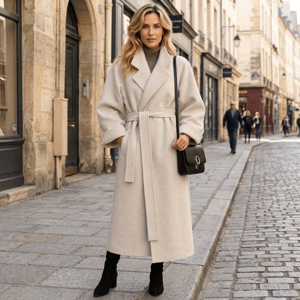Long Belted Winter Coat for Sophisticated Everyday Style