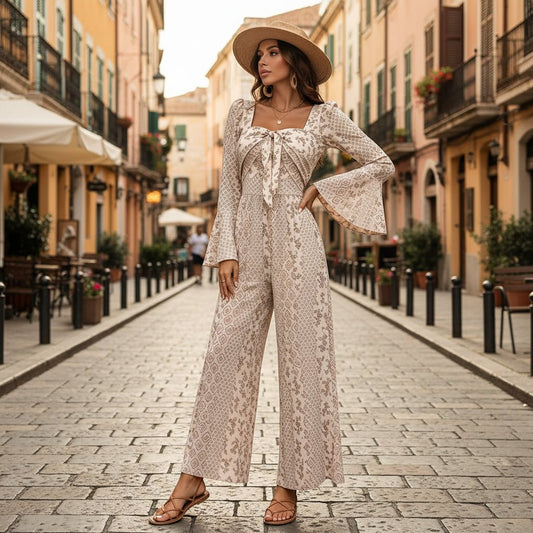 Bohemian Printed Vacation Jumpsuits