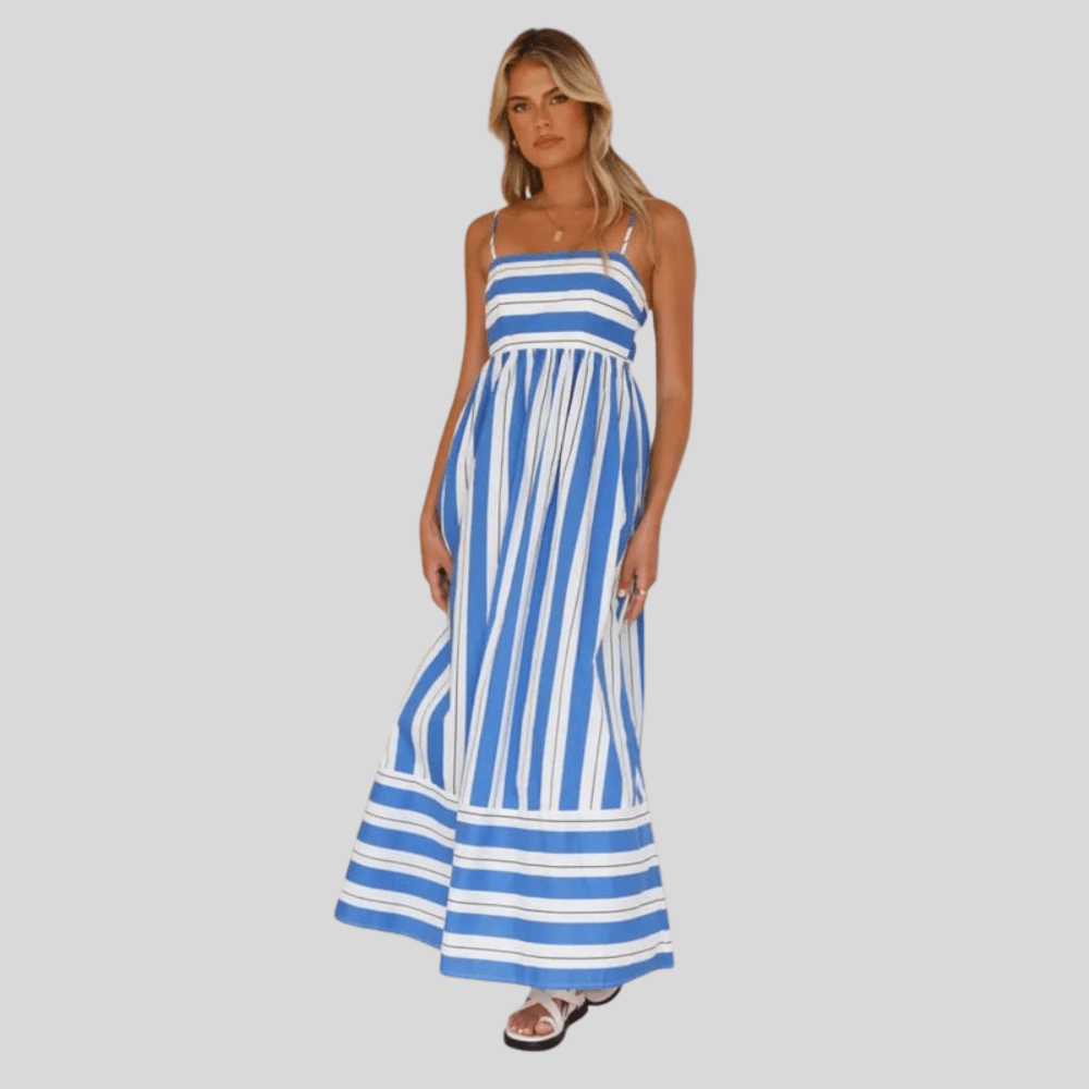 Striped Maxi Dress Backless