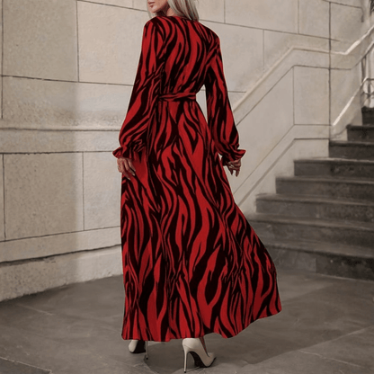 Fließendes Maxikleid mit Zebramuster