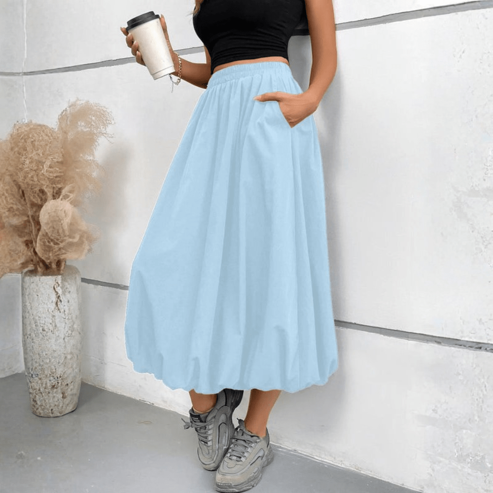 Graceful High Waist Midi Skirt