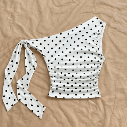 Playful Polka Dot One Shoulder Top