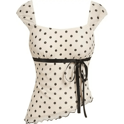 Polka Dot Square Neck Slim Fit Top