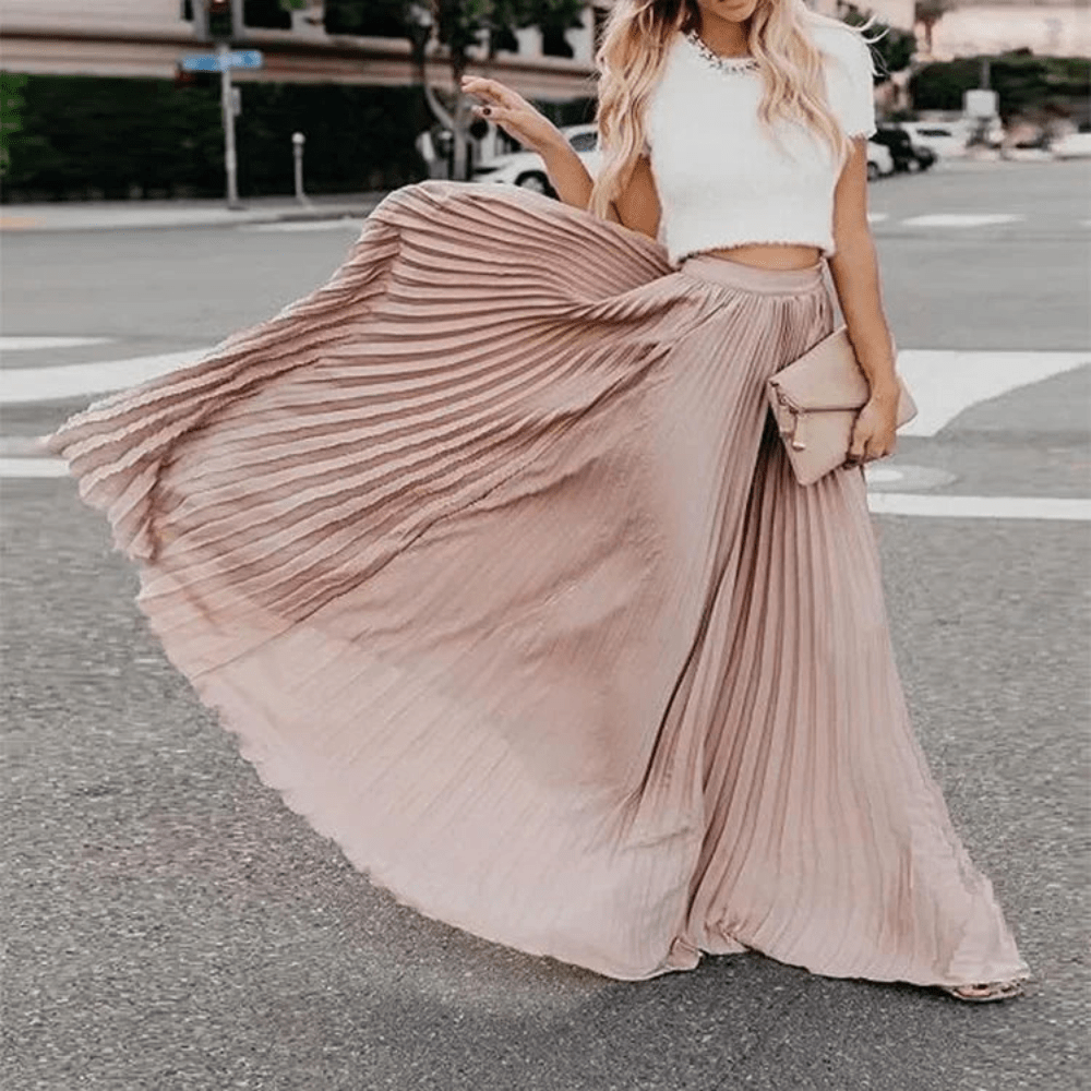 Vivid Multicolor Pleated Maxi Skirt