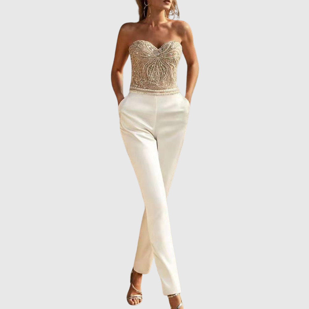 Strapless Elegant Silhouette Enhancing Jumpsuit