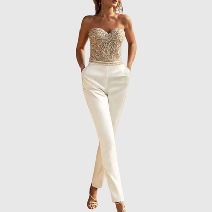 Strapless Elegant Silhouette Enhancing Jumpsuit