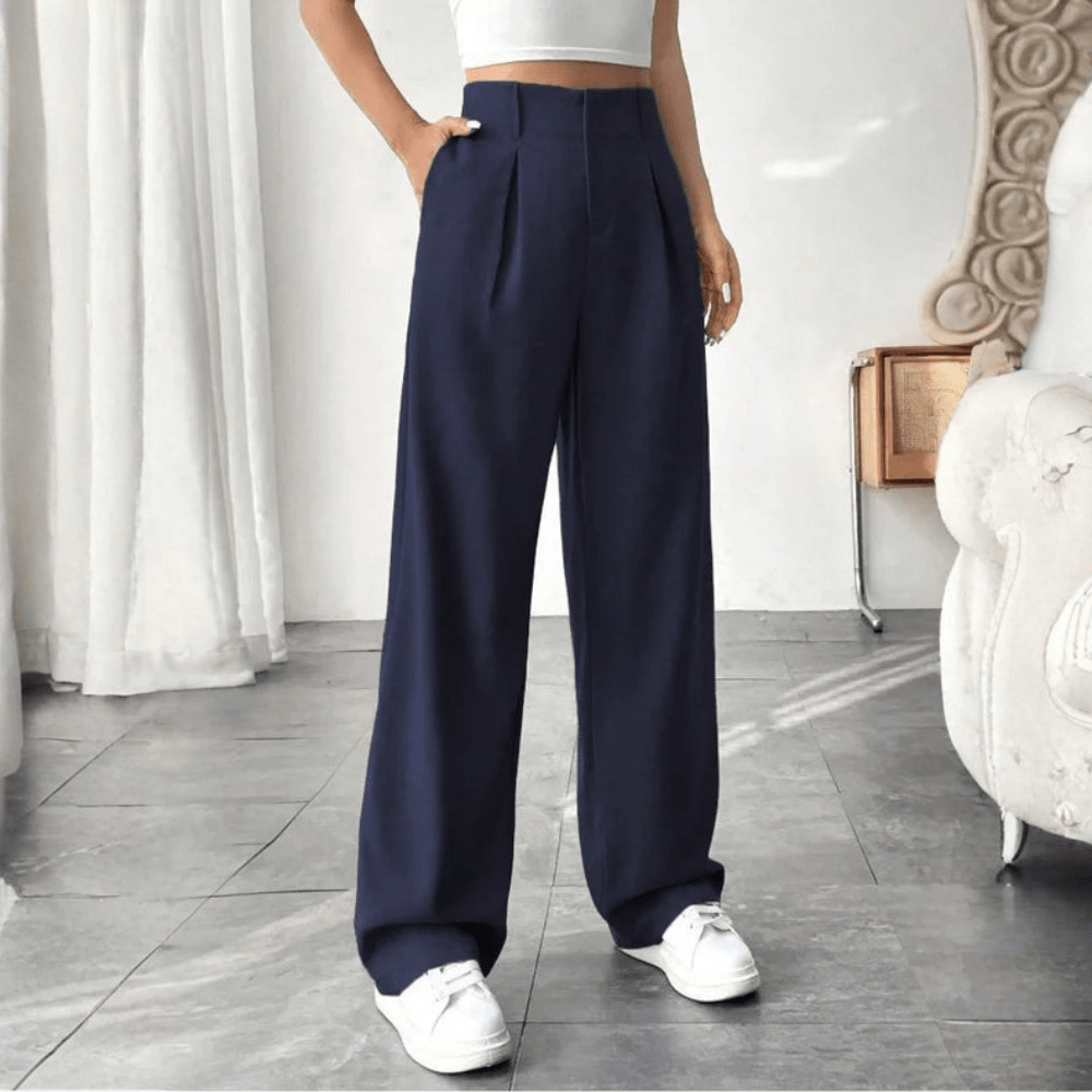 High Waisted Draped Wide Leg Pants