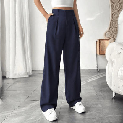 High Waisted Draped Wide Leg Pants