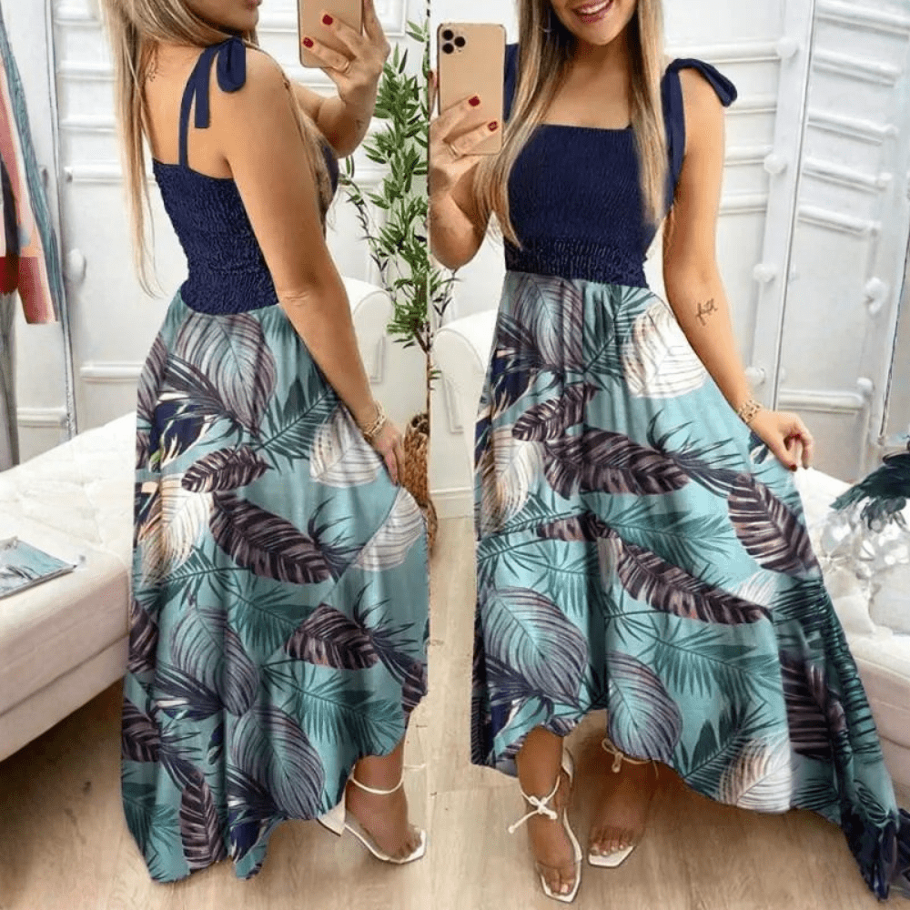 Floral Wrap Spaghetti Strap Maxi Dress