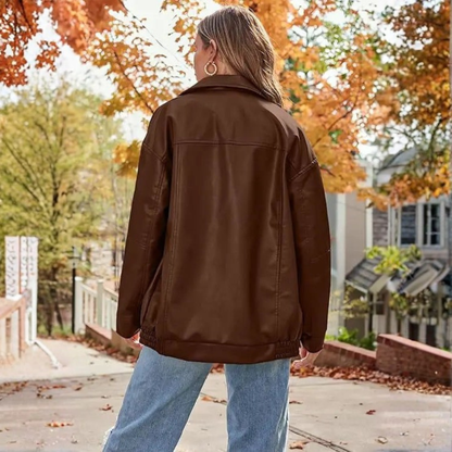 Sleek Leather Jacket Open Back