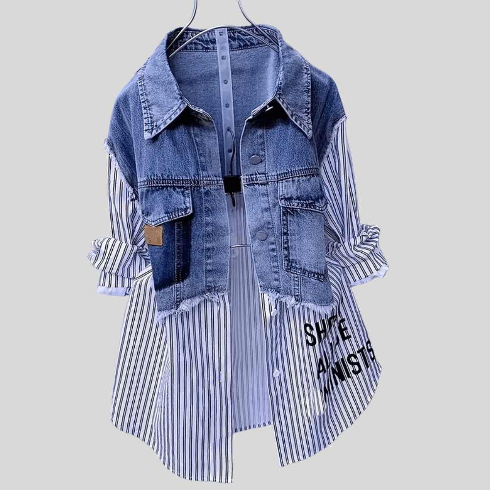 Chic Denim Patchwork Shirt