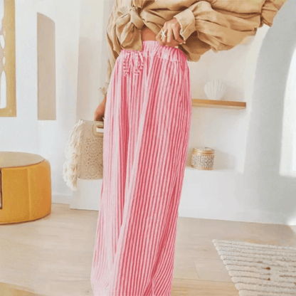 Airy Striped Wide Leg Pants