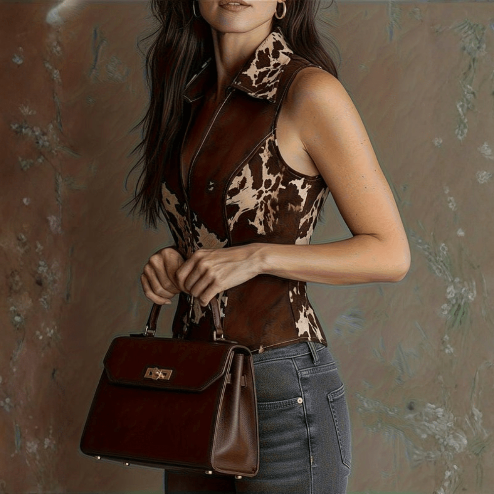 Bold Suede Cow Print Vest