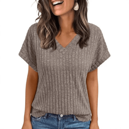 Cozy Textured V Neck Knit Top