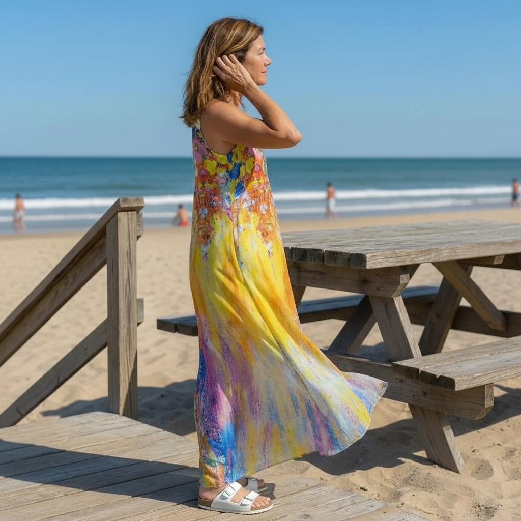 Luftiges Maxikleid mit Taschen und Print