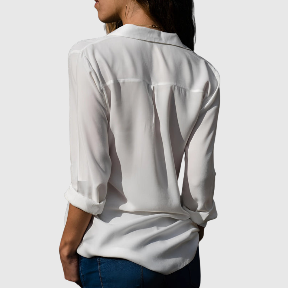 Flowing V-Neck Elegant Style Blouse