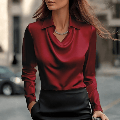 Chic Draped Blouse Elegant Neckline