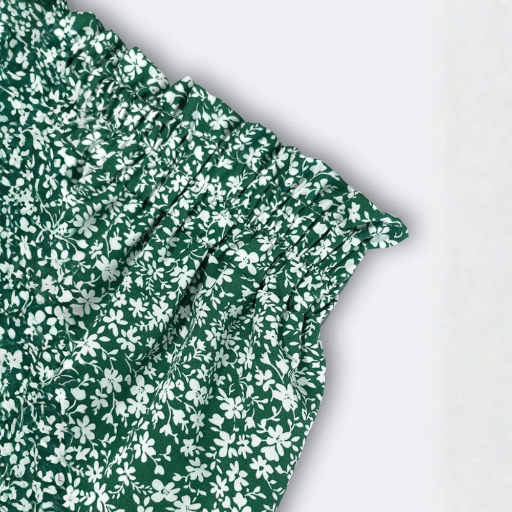 Floraler Midirock mit elastischem Bund