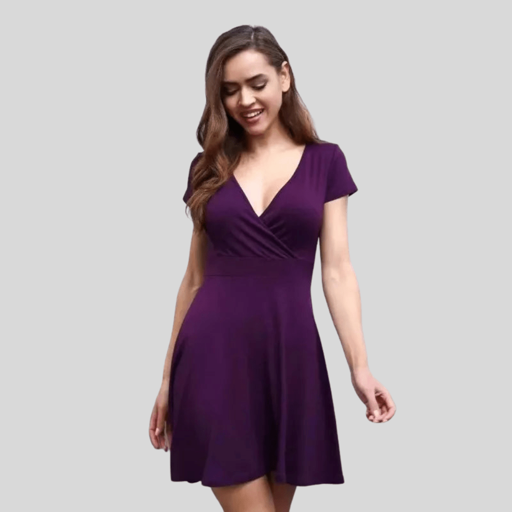 Sleek Mini Dress V Neck