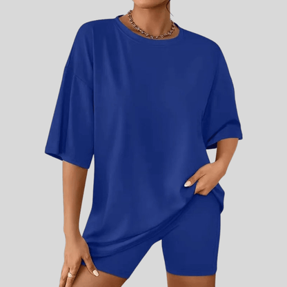 Solid Color T Shirt And Shorts Set