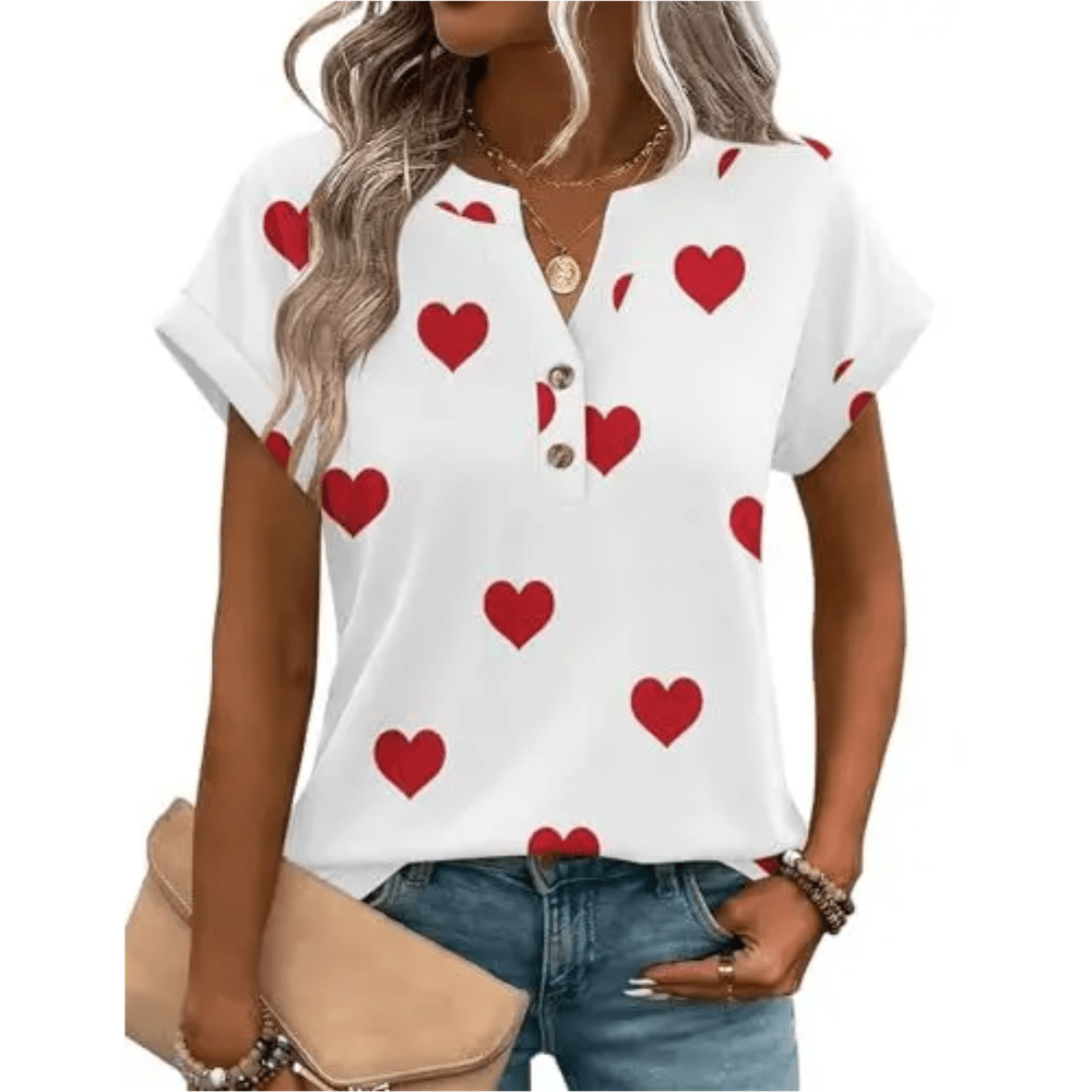 Cheerful Heart Print T Shirt