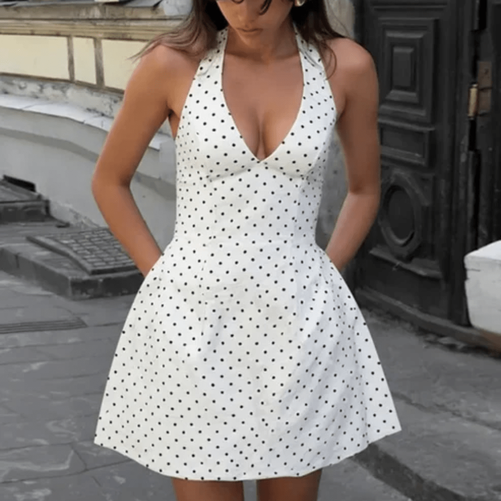Playful Dot Mini Dress Halter