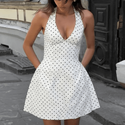 Playful Dot Mini Dress Halter