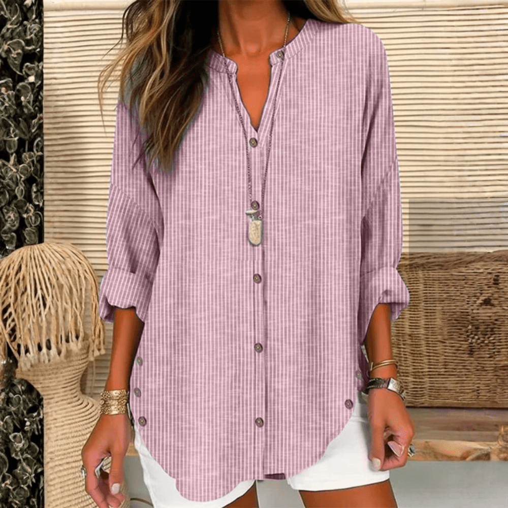 Casual Cotton Striped Blouse