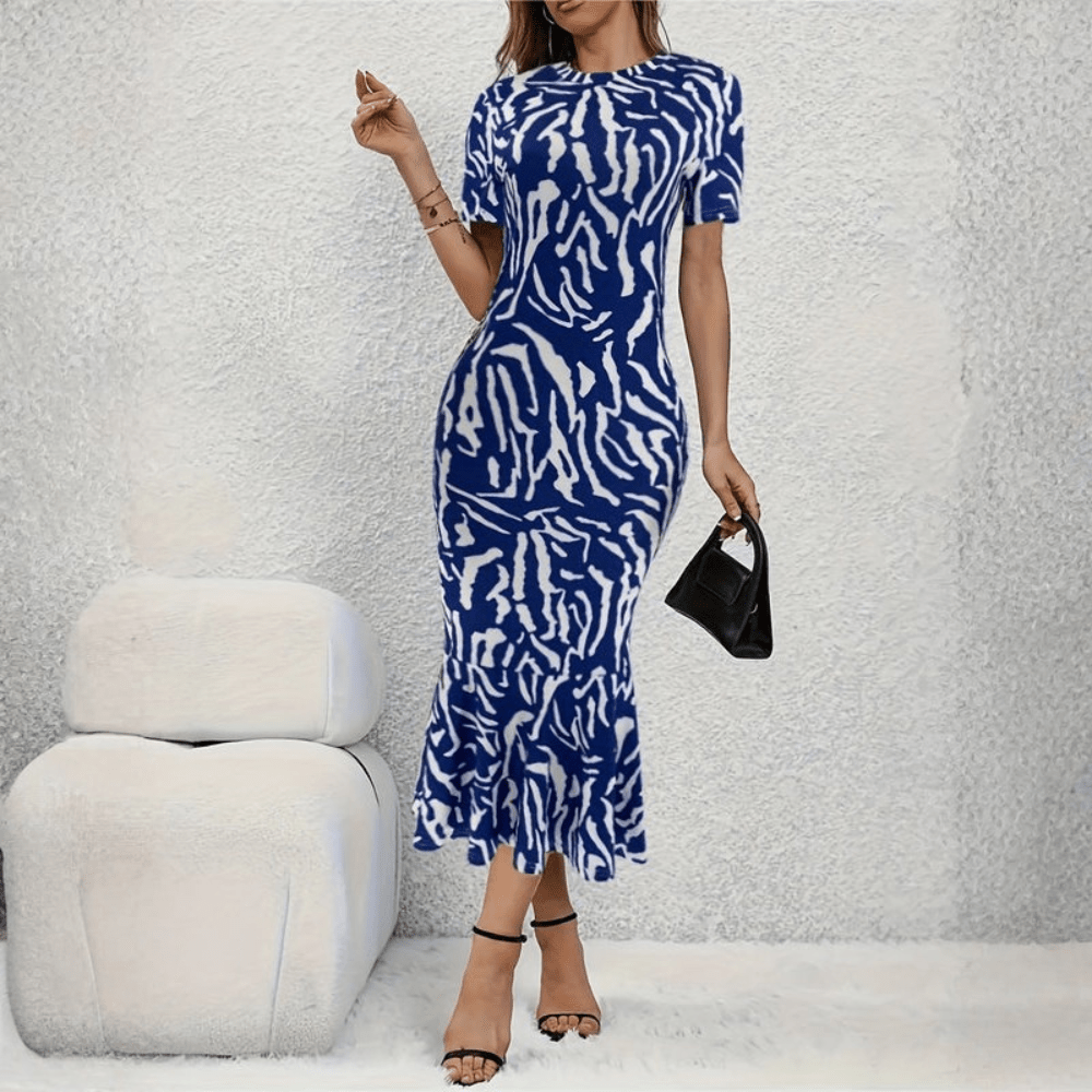 Vibrant Zebra Print Flared Dress