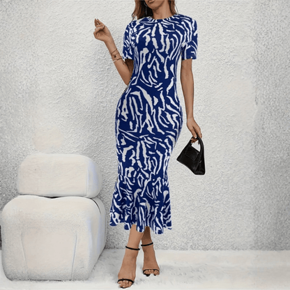 Vibrant Zebra Print Flared Dress