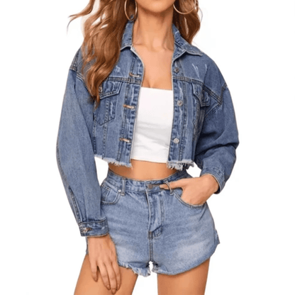 Distressed Denim Jacket Cropped