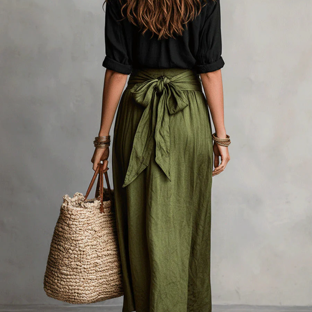 Long Sleeve Top And Midi Skirt Set