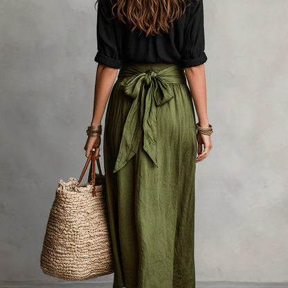 Long Sleeve Top And Midi Skirt Set