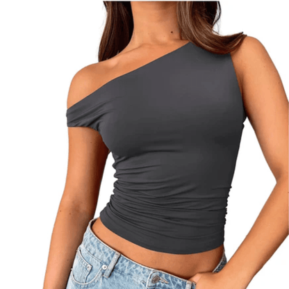 Asymmetrical Off Shoulder Crop Top