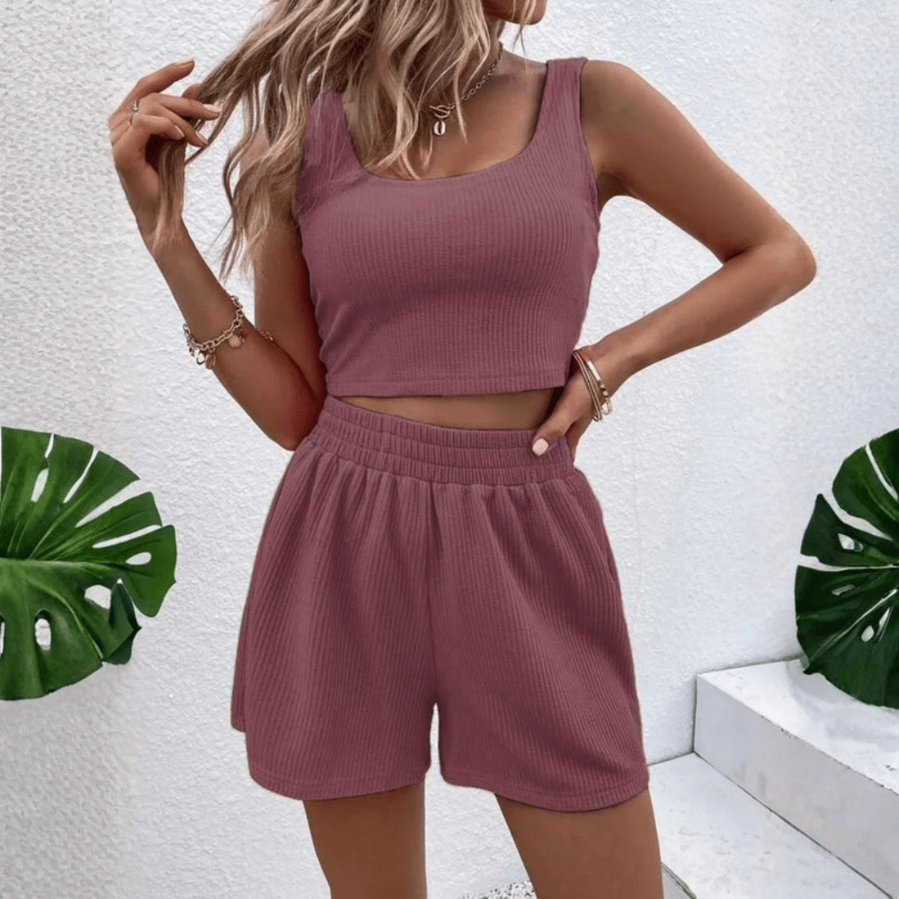 Sleeveless Tank And Shorts Two Piece Set