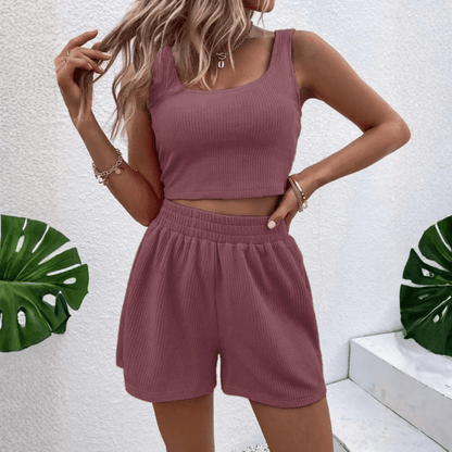 Sleeveless Tank And Shorts Two Piece Set